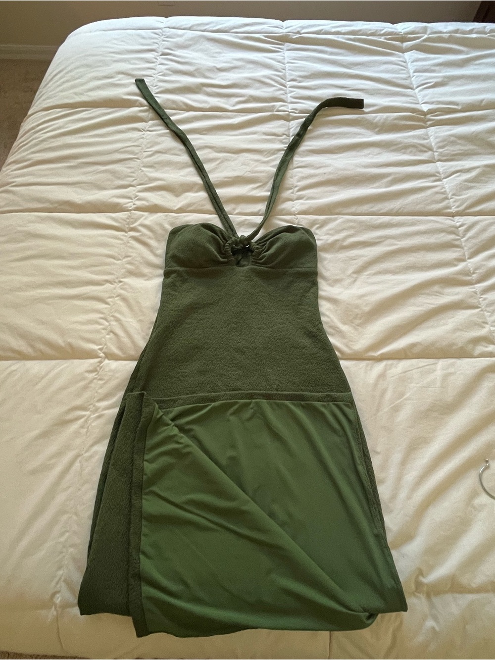 Olive Green Halter Midi Dress